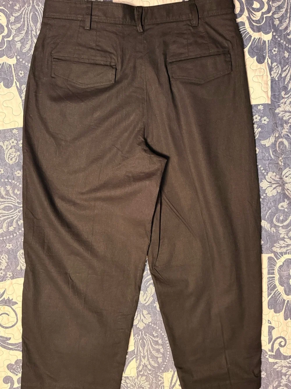 NWT Banana Republic Black Linen Blend Pants 14 Petite Wide Leg High Rise